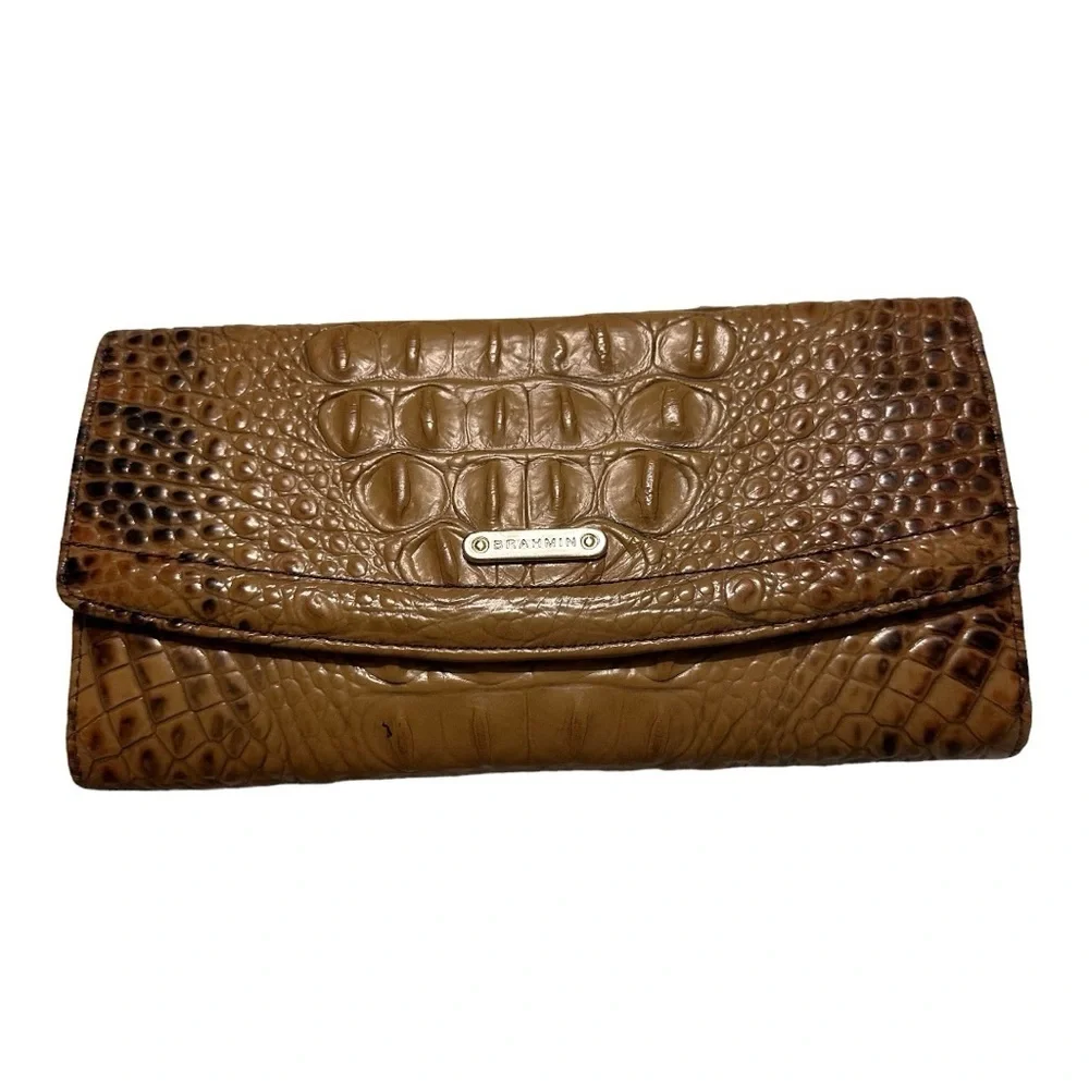 Brahmin Toasted Almond Collection 4 Pieces Handbag Crossbody Two Wallets